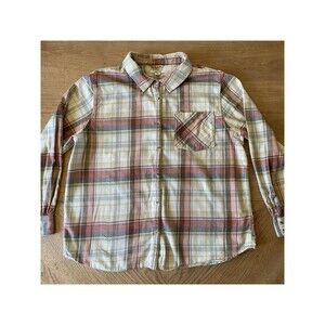 O'Neill Shirt Women's Long Sleeve Button Up Red Plaid w Logo Sz XL